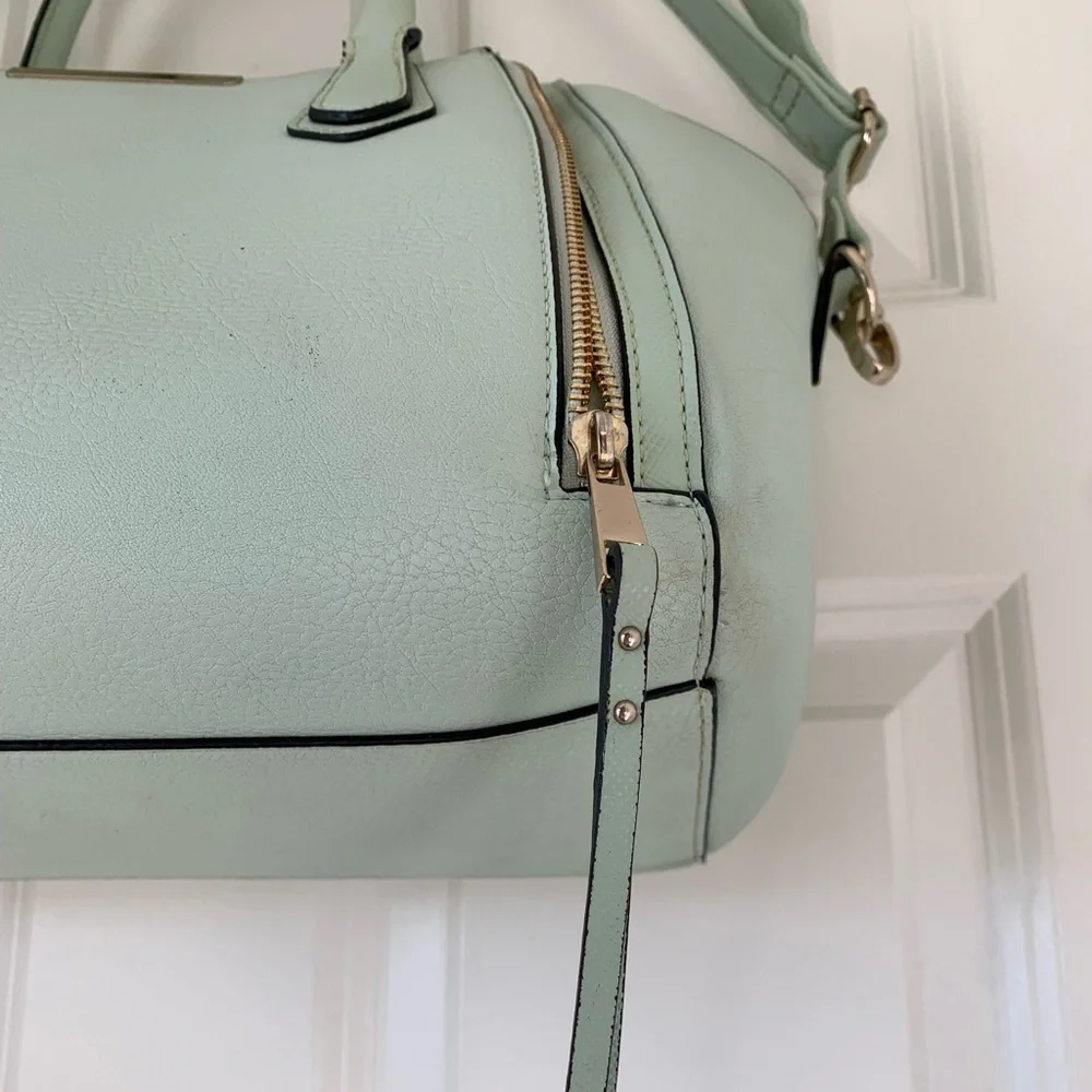 Merona Mint Green Blue Shoulder Handbag Crossbody Gold Zip Women’s Purse Target - Picture 5 of 14